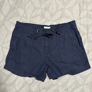 C&C California navy blue linen shorts with drawstring, size S